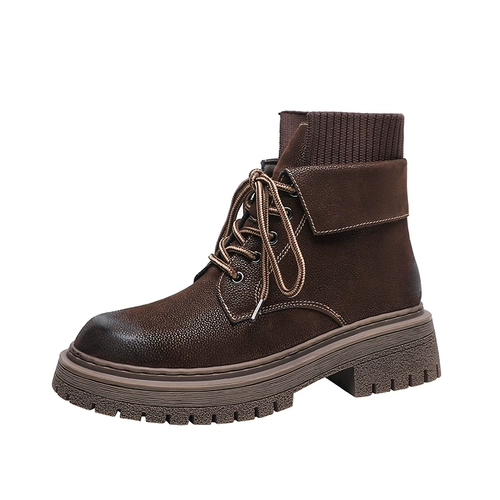 Martens, зимние флисовые короткие сапоги в английском стиле, в британском стиле