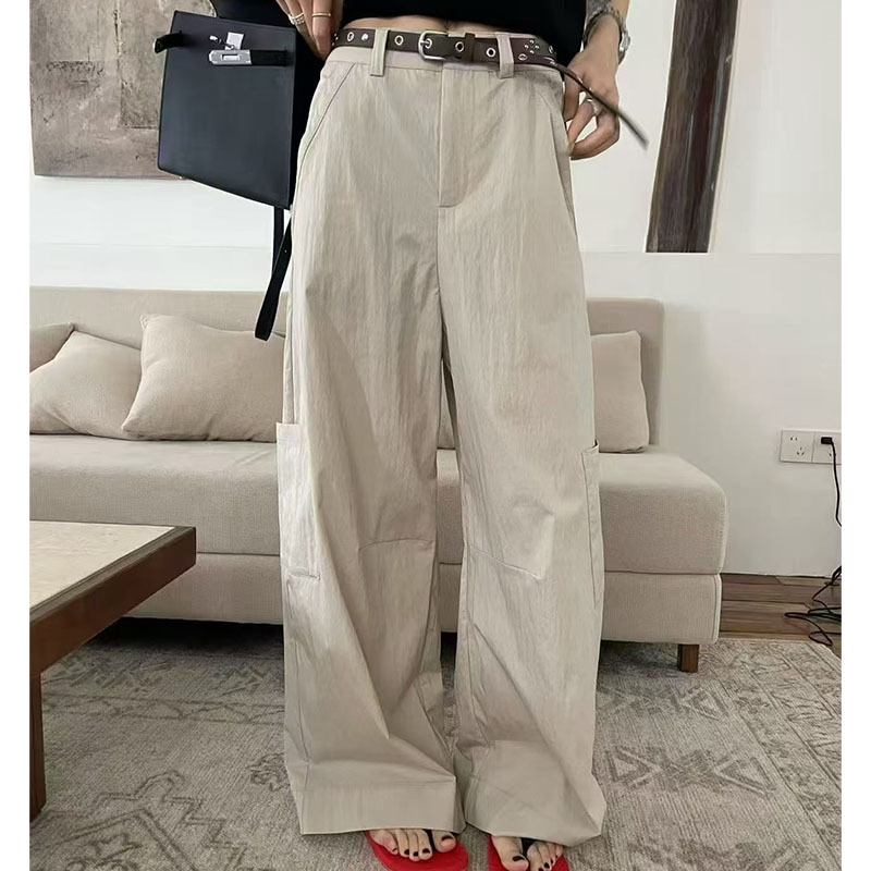 Rich Papa Quick-Dry Work Pants! Fashionable High-Street Casual Pants for Women, Summer Slim-Fit Versatile Wide-Leg Pants 172
