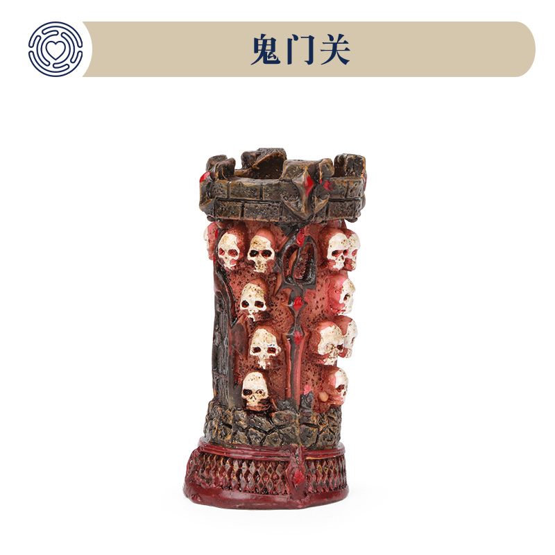 Boko Heart Psychological Sand Table Sand with Ghost Gate Shadow Dark Skull Resin Decoration Model Simulation Architecture