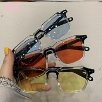 Korean fashion big frame sun glasses men and women tide Net red with sunglasses round face thin Street shooting anti ultraviolet light
