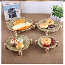 Handmade bamboo fruit basket bamboo dustpan rice basket bamboo basket household fruit plate round storage basket fresh and elegant