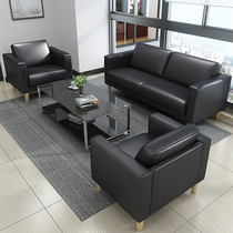  Office sofa coffee table combination Simple modern business office sofa reception guest leather three-person furniture