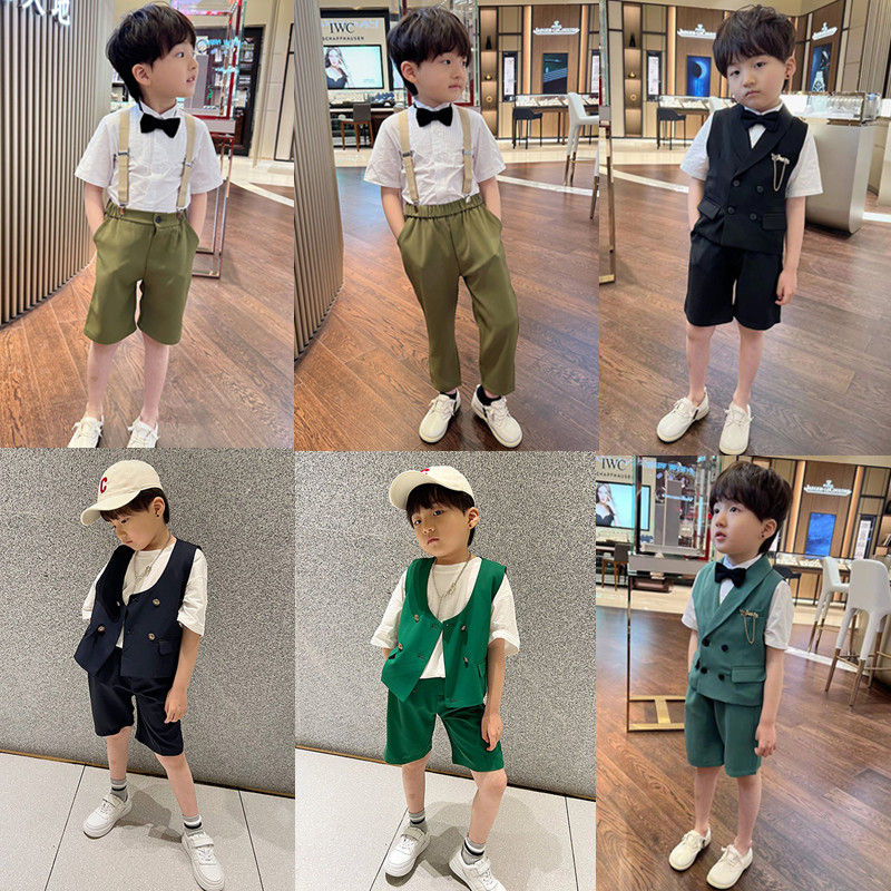 2022 summer baby dress boy suit children Korean version birthday suit vest suit flower girl event performance