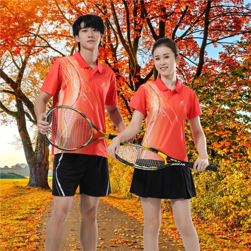 Speed dry turnover Collar Volleyball Suits for men and women Summer sports competitions for tennis short sleeves T-shirt badminton sweatpants