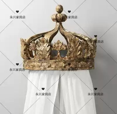 French court retro bed curtain American solid wood carved bed curtain frame European-style children's princess room decoration curtain head shelf