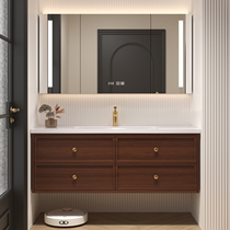 New Chinese style bathroom cabinet combination ceramic integrated basin neoclassical slate seamless basin bathroom washbasin bathroom cabinet
