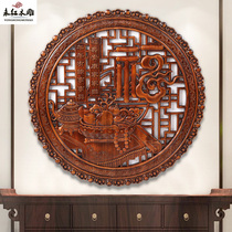  Dongyang wood carving pendant Chinese solid wood living room corridor background wall hanging camphor wood entrance entrance blessing pendant