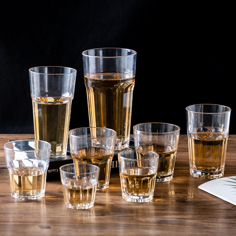 Acrylic transparent plastic beer cup drop-proof octagonal cup Bar ktv restaurant thickened pc drink cup
