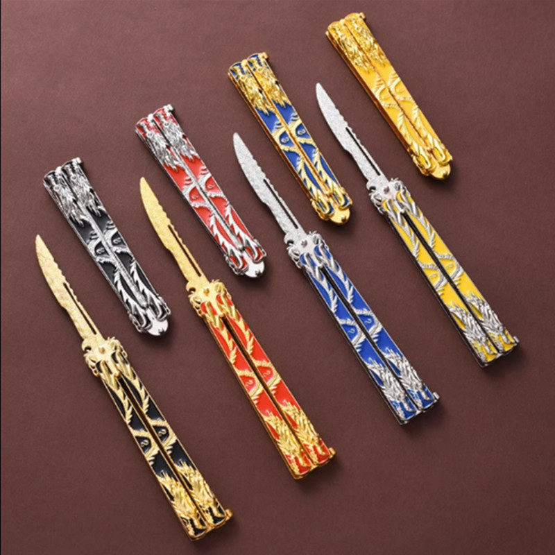 Toy Knife Butterfly Carry-on without cutting edge beginner's folding knife without cutting edge Knife Butterfly Cool Handsome can revolve giggling-Taobao
