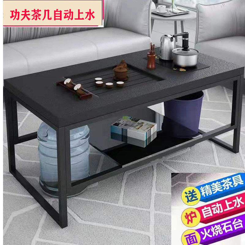 Stainless steel fire stone kung fu tea table marble tea table simple office coffee table with induction cooker simple and modern