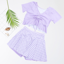 Girl swimsuit Childrens swimsuit CUHK Scout Split Skirt Princess Cute Baby Girl Student Swimsuit