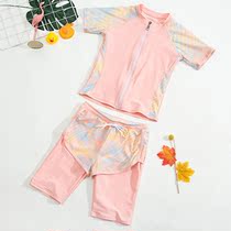 New ins children swimsuit girls split CUHK child half sleeve 50% pants sunscreen beach holiday girl swimsuit