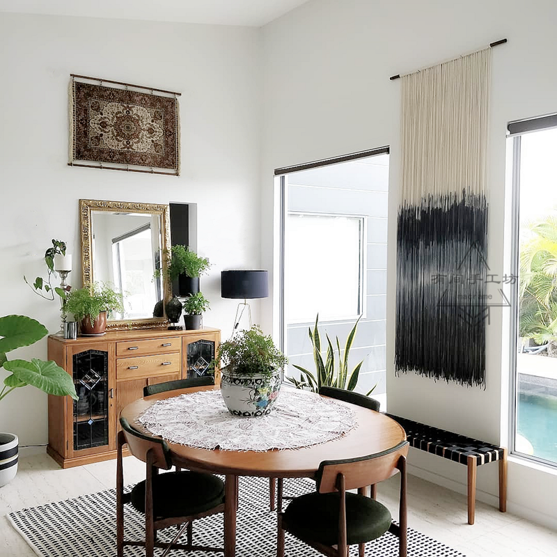 tay dệt thảm Bohemian, màu lá chắn cửa sổ rèm dọc tua rèm treo tường trang trí - Tapestry thảm decor vintage