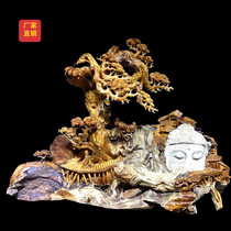 Cliffs root carving ornaments aged materials carved figures beautiful wood carving Jinsi Nan tea table gloomy woodworking tea table art