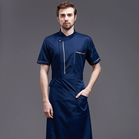 Синий фартук, короткий рукав