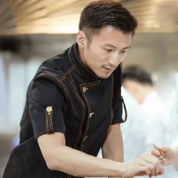 Рабочая одежда Николаса Це и того же шеф-повара, как и отель с длинными рукавами, кухня кухонная джинсовая джинсовая джинсовая ткань 7-четверть.