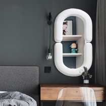 Net red ins Wind dressing mirror makeup mirror light luxury Wall living room bedroom wall wall hanging decorative mirror oval bathroom mirror