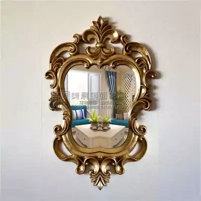 Neoclassical model room decorative mirror luxury gold porch mirror fireplace mirror soft decoration home stickers wall mirror custom