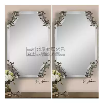 European soft home decoration mirror carved border porch mirror fireplace mirror American square makeup mirror private custom