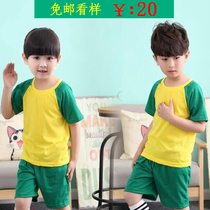 2022 new kindergarten class uniforms primary school uniforms round neck summer clothes childrens teacher sports summer suits short sleeves