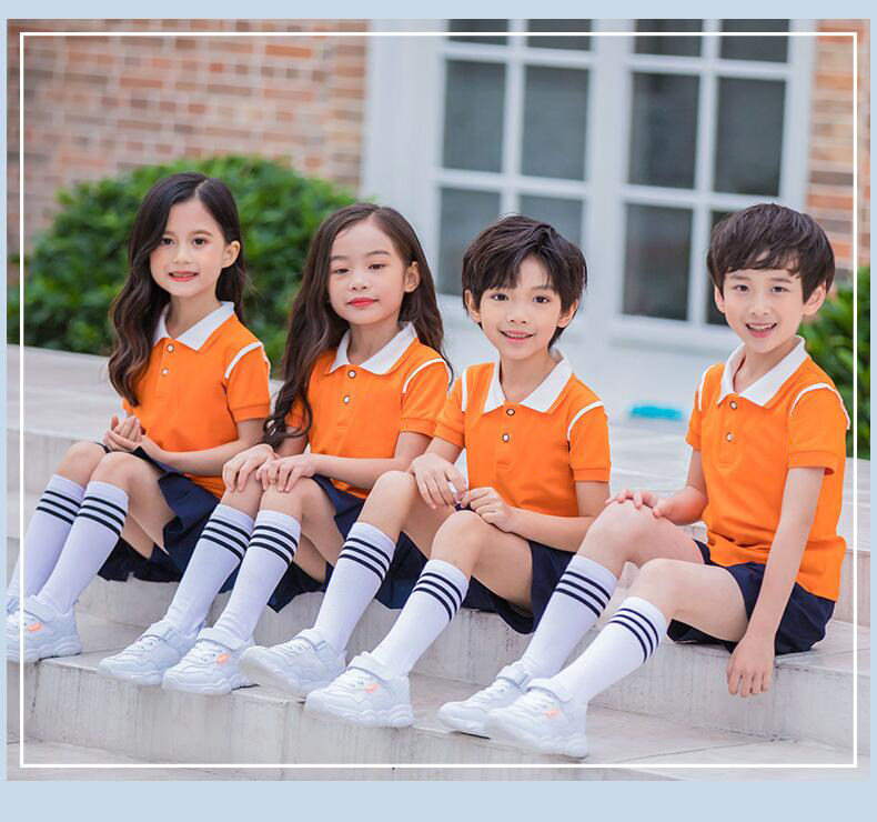 товар из китая 新款幼儿园园服夏装橙色短袖老师英伦夏天儿童班服夏季小学生校服 OTHER