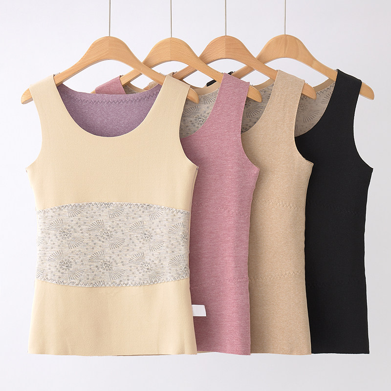 Gats up overweight ladies No marks Silk Patches Warm Vest Spontaneous hot sleeveless thickened with velvety waistcoat bottom