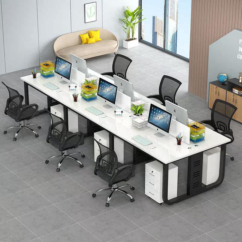 Double-position desk chair combination six-member computer desk station staff table 4-place desk brief modern