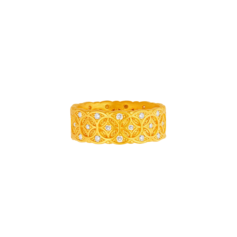 老铺黄金古法手工足金戒指 宝钱纹指环LAOPU GOLD品牌 定价首饰18K金约8克