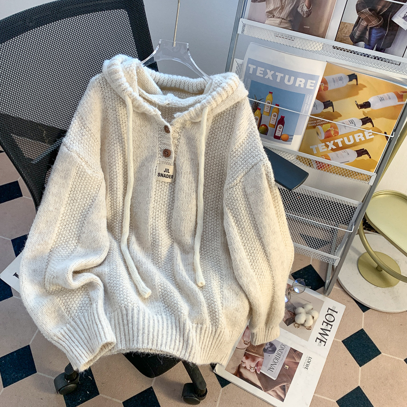 Lazy Style Loose Hooded Sweater for Women, 2024 Autumn and Winter New Popular Thickened Korean-Style Knit Top Lazy Style Loose Hooded Sweater for Women, 2024 Autumn and Winter New Popular Thickened Korean-Style Knit Top