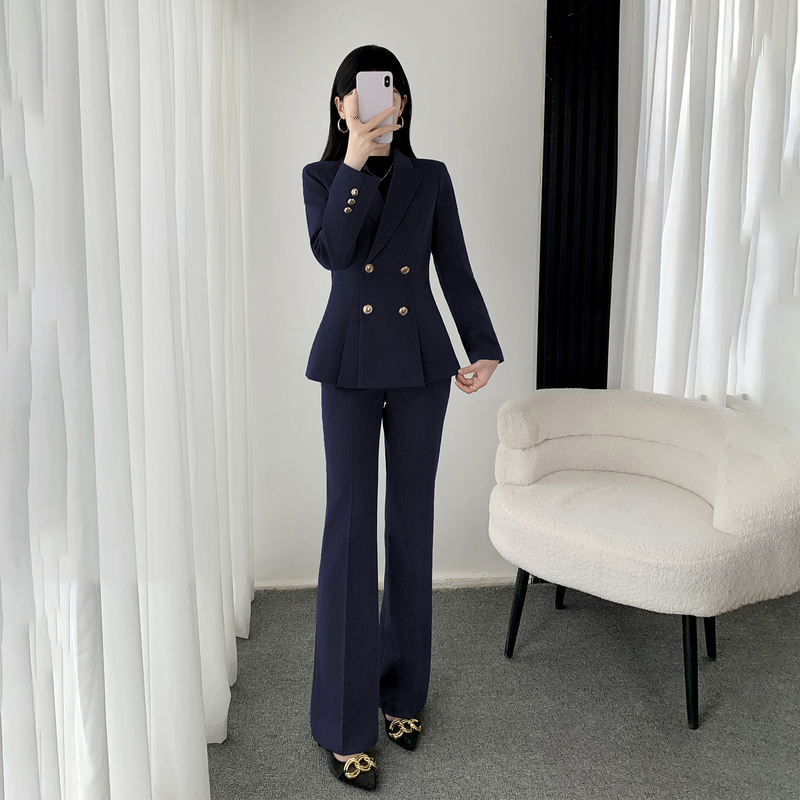 Professional Suit Set for Women, Spring and Summer New Style, Slimming, Elegant, High-End Interview Formal Suit, Two-Piece Set with Flared Pants Professional Suit Set for Women, Spring and Summer New Style, Slimming, Elegant, High-End Interview Formal Suit, Two-Piece Set with Flared Pants