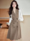 Shirt Splicing Fake Two-Piece Dress for Women 2025 New Spring Celebrity Small Fragrance Style High-End Belt Skirt