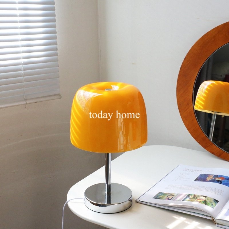 today home pumpkin table lamp ins korean medieval bauhaus glass table lamp homestay bedroom bedside lamp