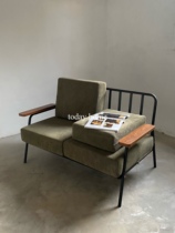 today home day style retro loft iron art sofa solid wood armrest industrial wind folk sink coffee sofa chair