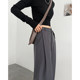 Gray suit trousers for women in spring and autumn, high-waisted, slim, high-end and drapey, summer suit trousers, thin straight-leg ice silk wide-leg trousers