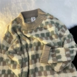 Ретро парная одежда для влюбленных, японский свитер, приятная телу трикотажная утепленный лонгслив, оверсайз