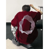 Бордовая дизайнерская футболка, европейский стиль, стиль «Хай стрит», в американском стиле, короткий рукав, тренд сезона