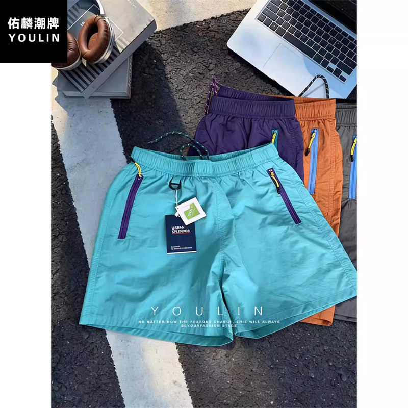 Lake Blue Cool Quick-Dry Shorts for Men and Women, Summer Mountain-Style Outdoor Ice Silk Sports Shorts, Trendy Brand 4-Inch Shorts