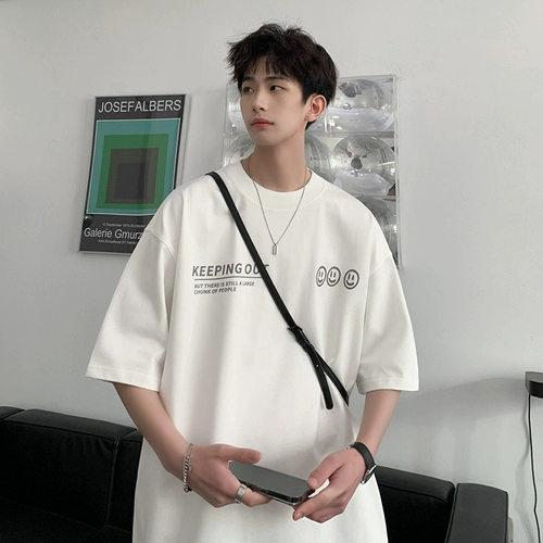 Футболка, европейский стиль, в американском стиле, короткий рукав, оверсайз