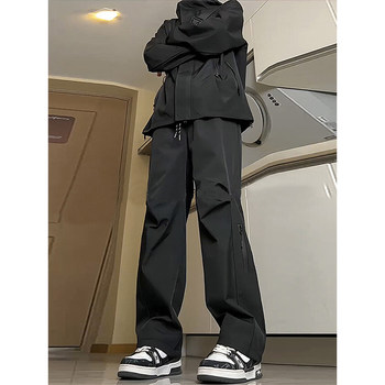 Men's Three-Proof Quick-Drying Waterproof Hiking Pants, Autumn and Winter Fleece-Lined Outdoor Sports Mountaineering Pants, American-Style Functional Work Pants