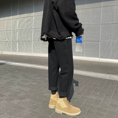 Martens, мужские штаны, черные джинсы, изысканный стиль, облегающий крой, свободный прямой крой