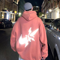 American High Street pink Lianhood Mens jacket Chauffodie ruffes Handsome Bombing Street Loose Harbor Wind Reflective Hoodie Spring Autumn