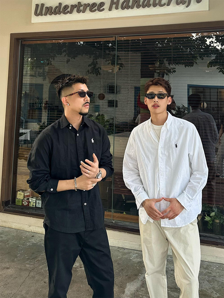 Black Ramie Sun Protection Shirt for Men, Long-Sleeved Summer Old Money Style Relaxed Casual Shirt, Breathable Thin Jacket