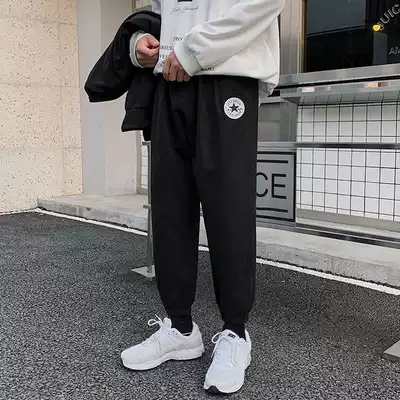 Pants Men's spring drawstring pants All-match boys loose trousers casual pants Korean version of the trend student small feet sweatpants