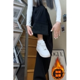 Черные штаны, длинный летний костюм для отдыха, свободный прямой крой, изысканный стиль, высокая талия