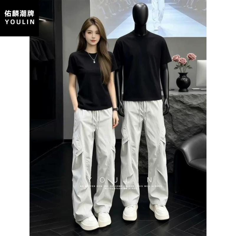 Light Gray American-Style Quick-Dry Work Pants for Men, Summer Thin High-End Stylish Pants with a Cool Vibe, Pleated Straight-Leg Casual Pants