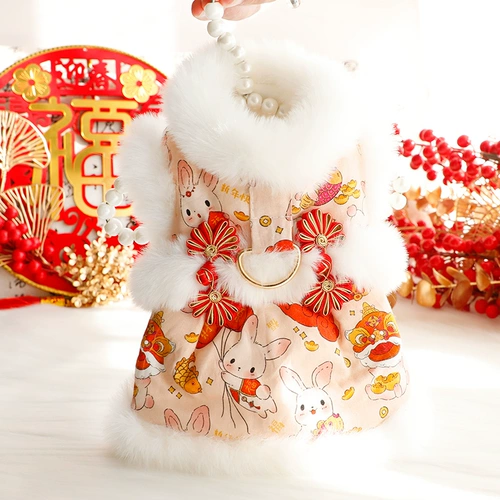 Одежда для собак, осенне-зимняя одежда, костюм принцессы Тан, год кролика, праздничная хлопковая одежда с мехом, одежда для маленьких собак, домашних животных 4353