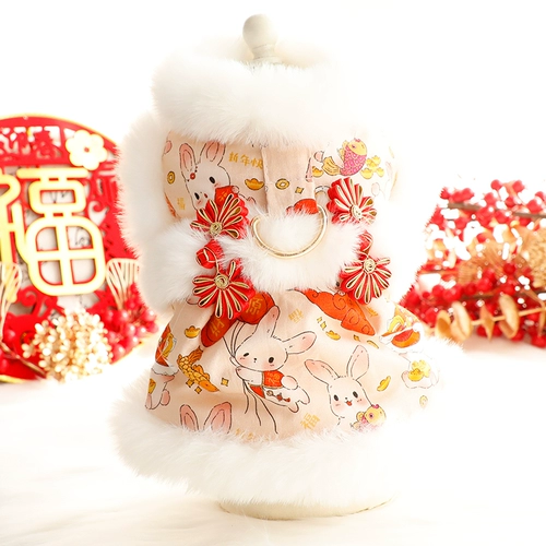 Одежда для собак, осенне-зимняя одежда, костюм принцессы Тан, год кролика, праздничная хлопковая одежда с мехом, одежда для маленьких собак, домашних животных 4353