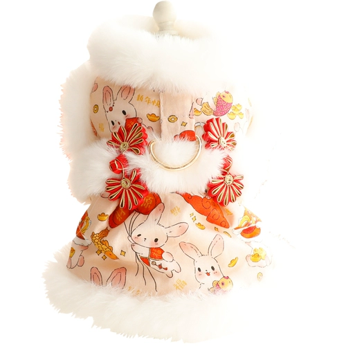 Одежда для собак, осенне-зимняя одежда, костюм принцессы Тан, год кролика, праздничная хлопковая одежда с мехом, одежда для маленьких собак, домашних животных 4353