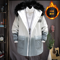 Cotton clothes mens medium length jacket winter boys clothes teenagers sent to overcome garnter thickened high school student cotton padded jacket