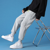 High school students beam leg pants 9 points casual sports pants mens Korean version of the trend far-moving body leisure nine-point pants 8